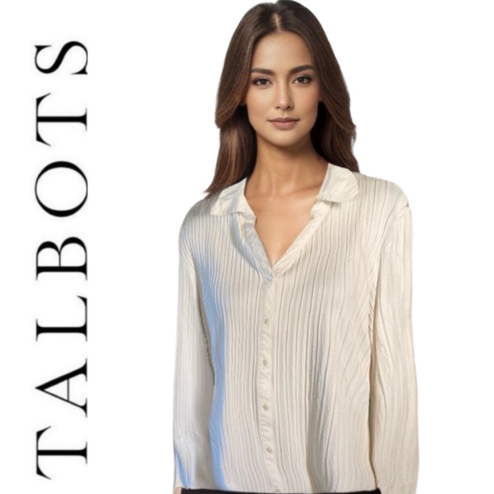 Talbotstextured Split Neck Spread Collar Shirt Si… - image 1